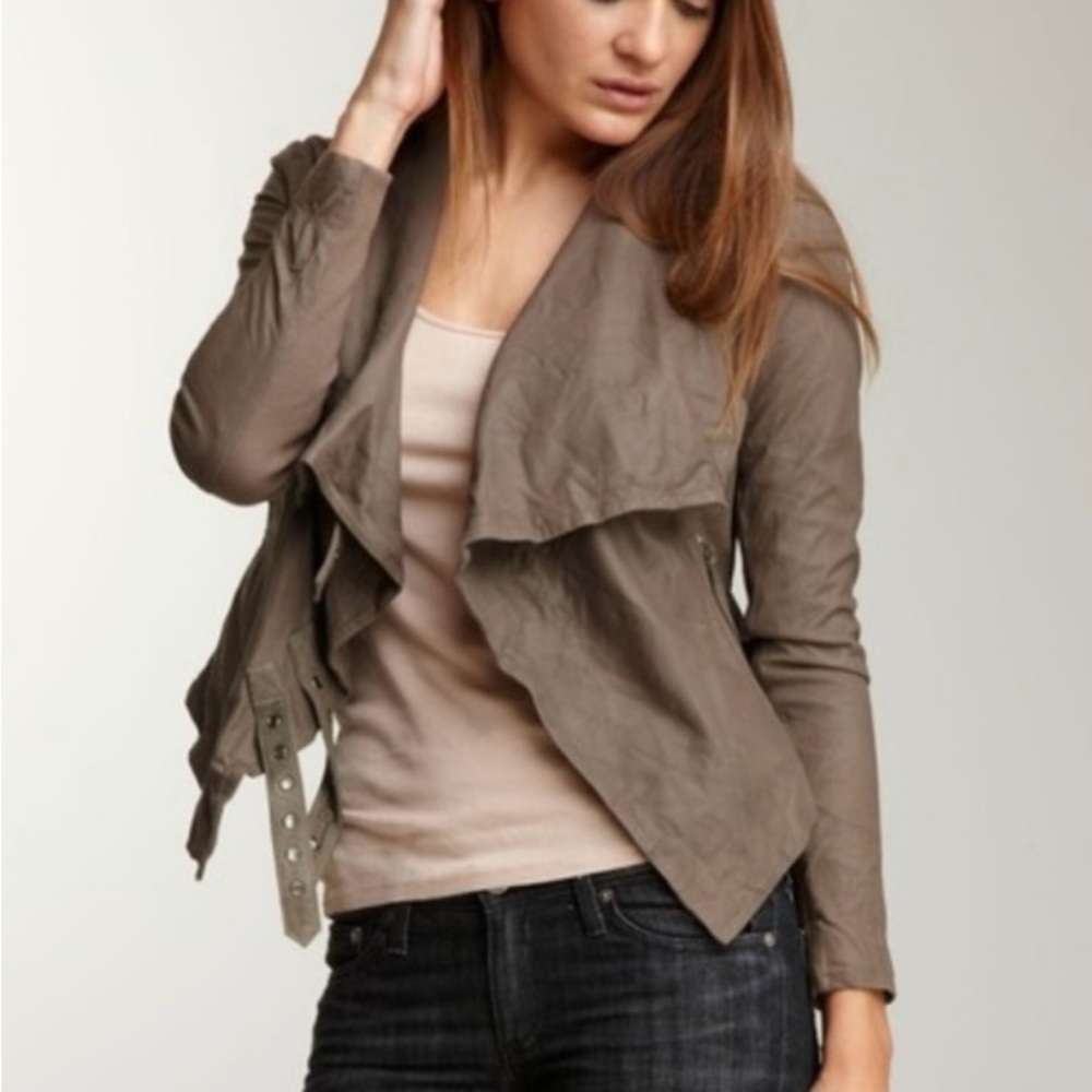 Muubaa London Sinoa Drape Leather Jacket